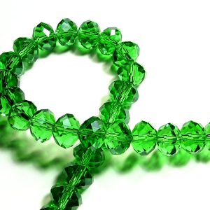 Strand 8x6mm Deep Green Faceted Rondelles