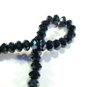 Strand 8x6mm Black/Grey Faceted Rondelles