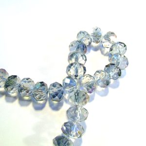 Strand 8x6mm Half Plated Purple Faceted Rondelles