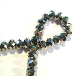 Strand 8x6mm Silver Faceted Rondelle Beads