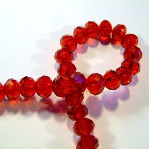 Strand 8x6mm Red AB Faceted Rondelles