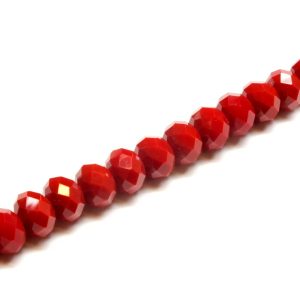 Strand 8x6mm Opaque Deep Red Faceted Rondelles