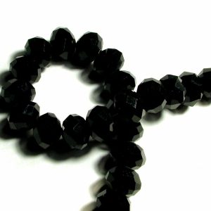 10x8mm Black Faceted Rondelle Beads, Strand