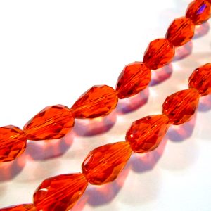 Deep Tangerine Faceted Drop 11x8mm