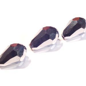 Faceted Silver Drop 15mmx10mm