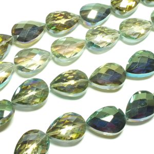 Faceted Green AB Drop 17x24mm