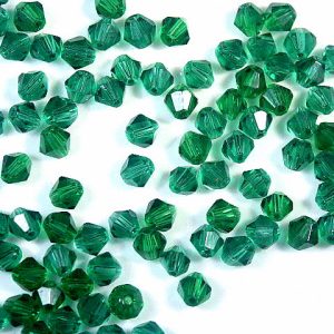 Faceted Dark Green Bicone 4mm