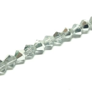 Strand of Faceted Bicones 4x4mm Half Plated Silver