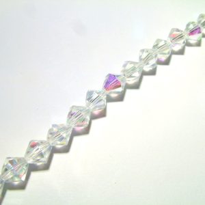Strand of approx 40 Faceted Bicone Beads 8x8mm Clear AB