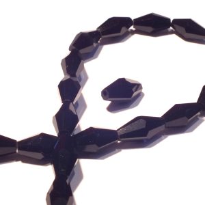 Strand of approx 50 Faceted Long Bicone Beads Black 12x7mm