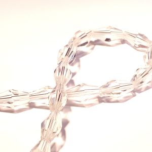 Strand of approx 50 Faceted Long Bicone Beads Clear 12x7mm