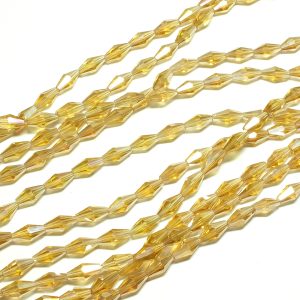 Strand of approx 50 Faceted Long Bicone Beads Gold AB 12x7mm