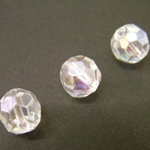 10mm Clear Faceted Round AB Finish