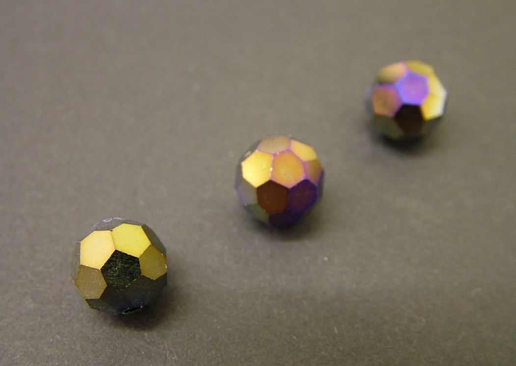 10mm Black Faceted Round AB Finish