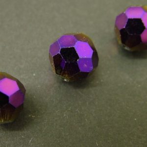 10mm Deep Cerise Faceted Round AB Finish