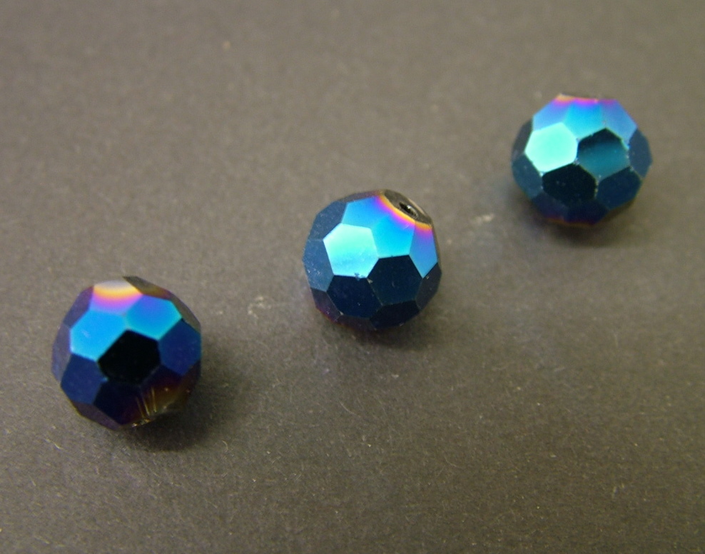 10mm Deep Blue Faceted Round AB Finish