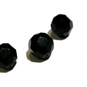 20mm Black Round Facet