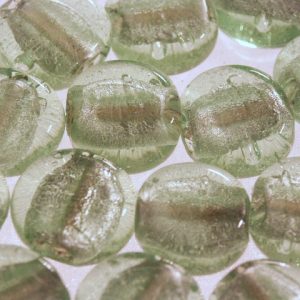 Light Green Silver Foil Coin Bead 22x20x8mm