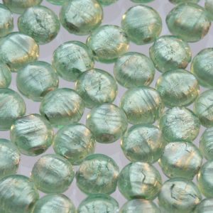 Light Green Silver Foil Pip Bead 10x5mm