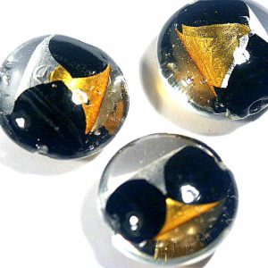 Foiled Black Lentil Bead 20x10mm