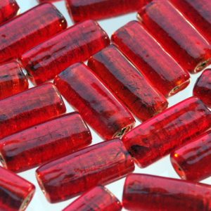 Red Silver Foil Ingot Bead 23x10x5mm