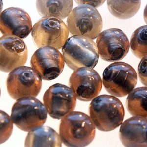 Bag of Brown Silver Foil Beads 16mm