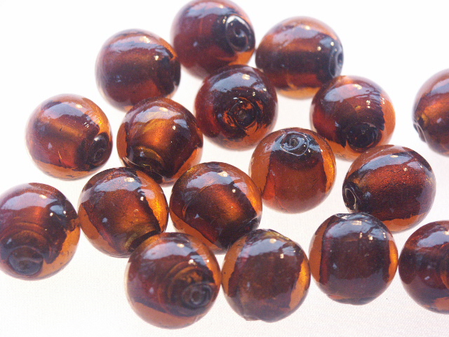 Bag of Dark Gold Silver Foil Beads 16mm