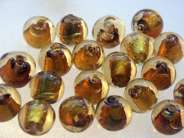 Bag of Gold Silver Foil Beads 16mm