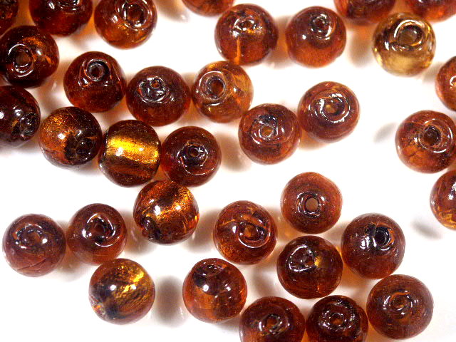 Bag of Deep Gold Silver Foil Beads 8mm