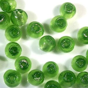 Bag of Chartreuse Silver Foil Beads 8mm