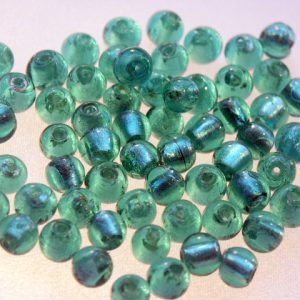 Bag of Mid Green Silver Foil Beads 8mm