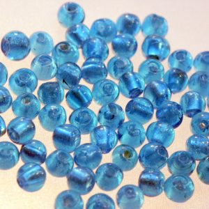 Bag of Deep Blue Silver Foil Beads 8mm