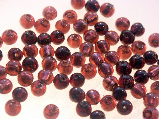 Bag of Plum Silver Foil Beads 8mm