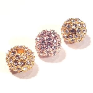 Pave 8mm Clear Crystal Round. Gold Metal Finish