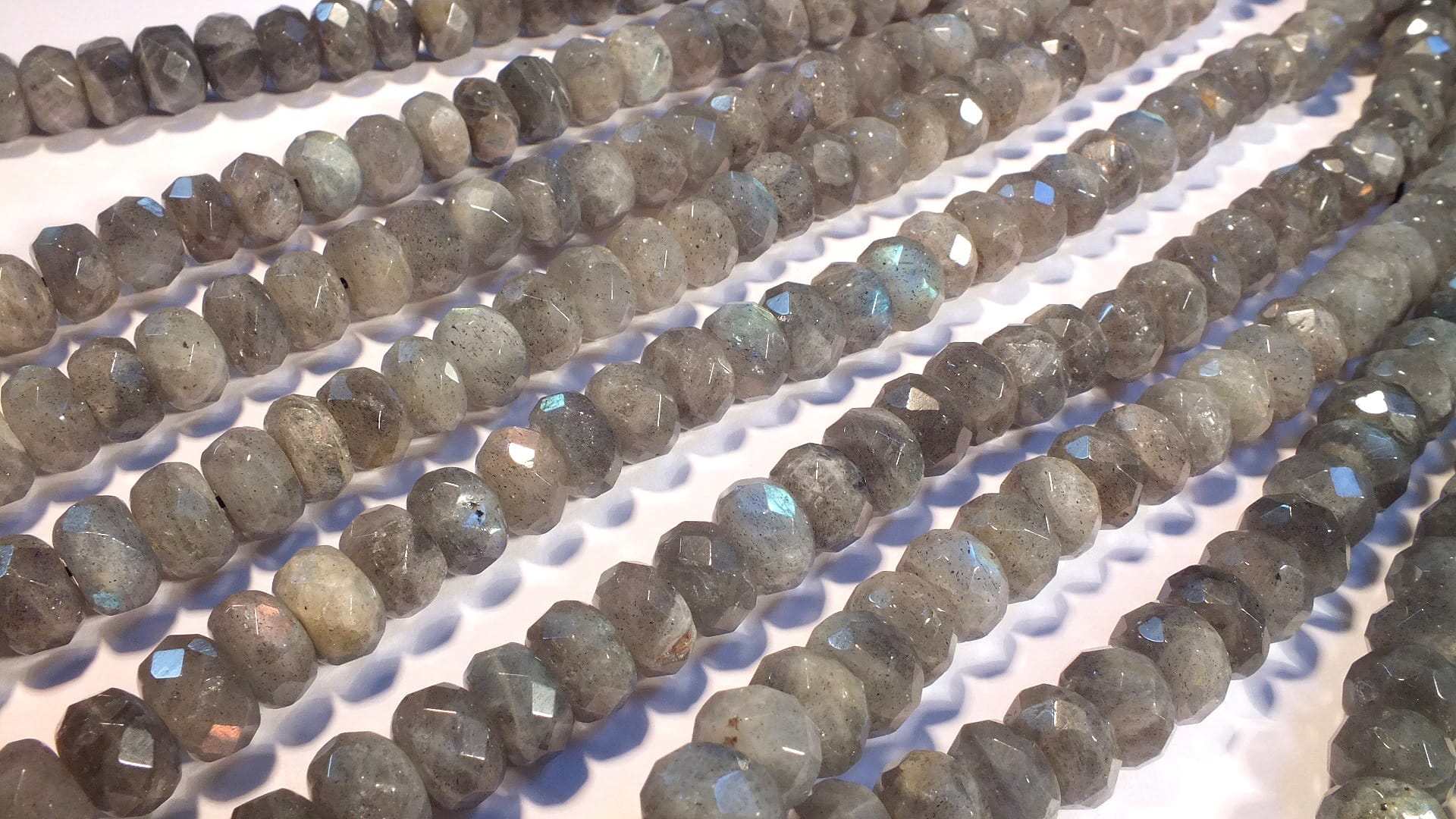 Labradorite Faceted Rondelle Beads 9x6mm, Strand