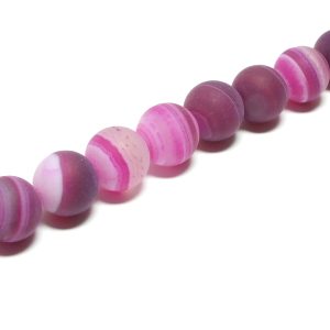 Fuchsia Striped Agate Frosted Rounds 10 mm