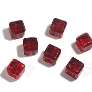 Dark Red Faceted Cube 6x6mm