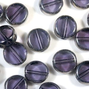 Lilac Coin with Silver Rim 12x5mm