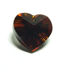 Brown Glass Faceted Heart Charm / Pendant 14x8mm