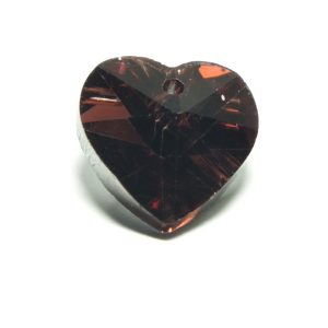 Dark Purple Glass Faceted Heart Charm / Pendant 14x8mm