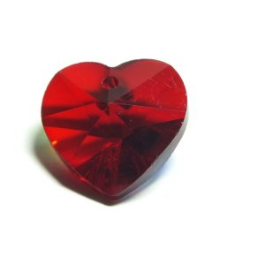 Red AB Finish Glass Faceted Heart Charm / Pendant 14x8mm, Sold Individually