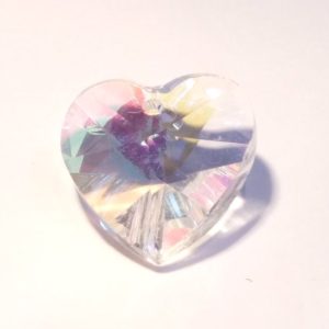 Clear AB Glass Faceted Heart Charm / Pendant 14x8mm