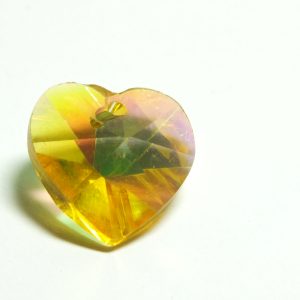 Gold AB Finish Glass Faceted Heart Charm / Pendant 14x8mm