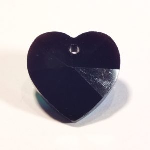 Black Glass Faceted Heart Charm / Pendant 14x8mm