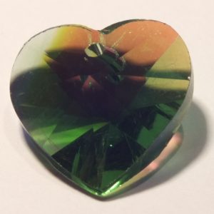 Lime Green Plated Back Glass Faceted Heart Charm / Pendant 14x8mm