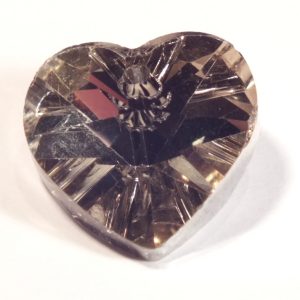 Light Smoke Glass Faceted Heart Charm / Pendant 14x8mm