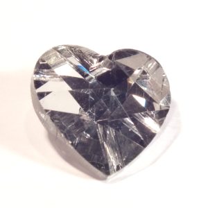 Clear / Silver Plated Glass Faceted Heart Charm / Pendant 14x8mm