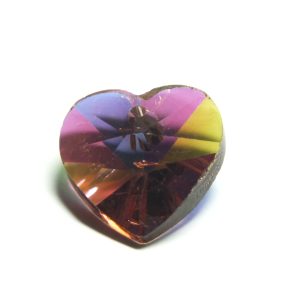 Mulberry AB Finish Glass Faceted Heart Charm / Pendant 14x8mm