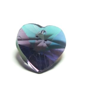 Dark Purple AB Finish Glass Faceted Heart Charm / Pendant 14x8mm
