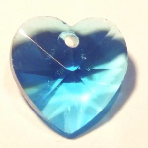 Blue Glass Faceted Heart Charm / Pendant 10x10mm